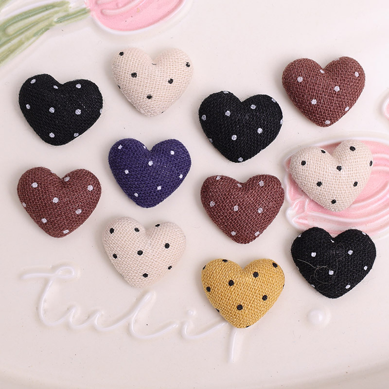 Japanese Retro Fabric Cotton-linen Polka Dot Heart-shaped Button Diy...