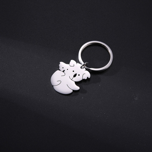 Manufacturer Direct Sale Cut Stainless Steel Color Polished Koala Pendant Titanium Steel Exquisite Polished Keychain Pendant