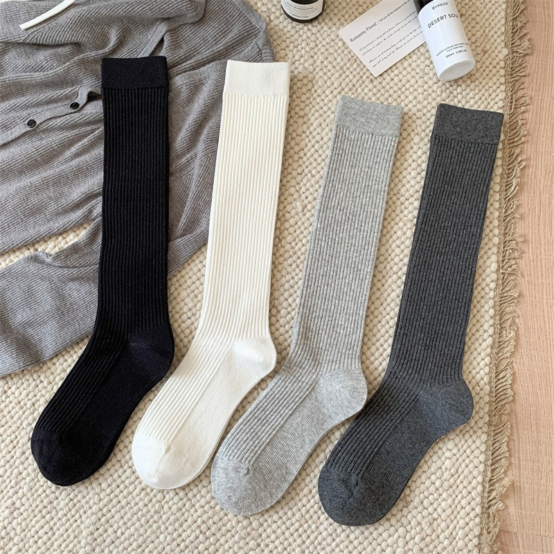 Autumn and Winter New Pure Cotton Calf Socks, Slimming Legs, Sexy Women's Solid Color Beautiful Legs, Versatile Micro-Pressure Slimming Long Socks