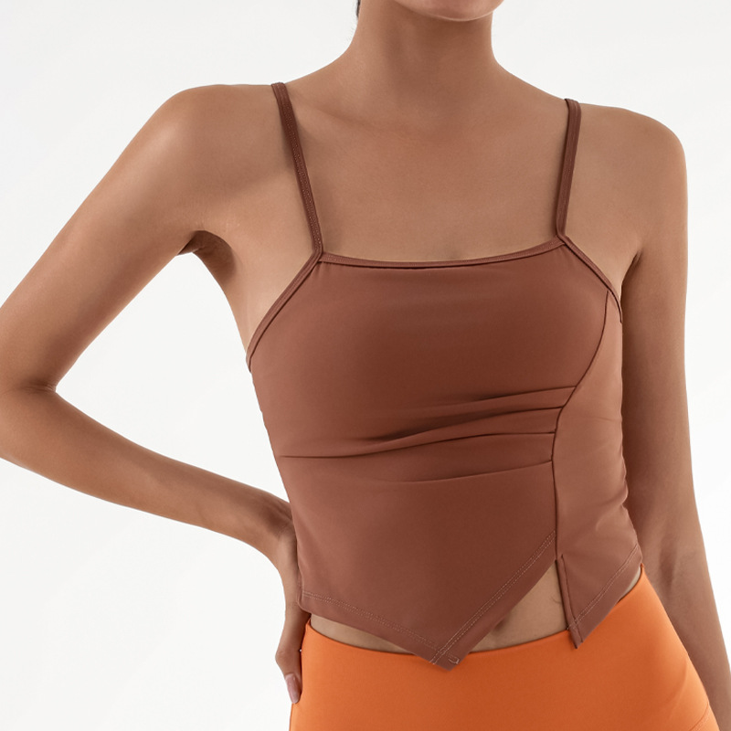 comercio exterior transfronterizo deportes fitness string irregular plegado con cojín de pecho desnudo chaleco de entrenamiento de yoga y baile