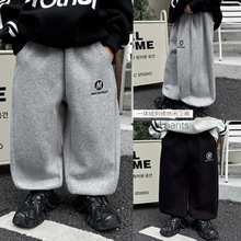 【冬款特价清仓】儿童冬装洋气字母刺绣休闲长裤加绒加厚男童卫裤