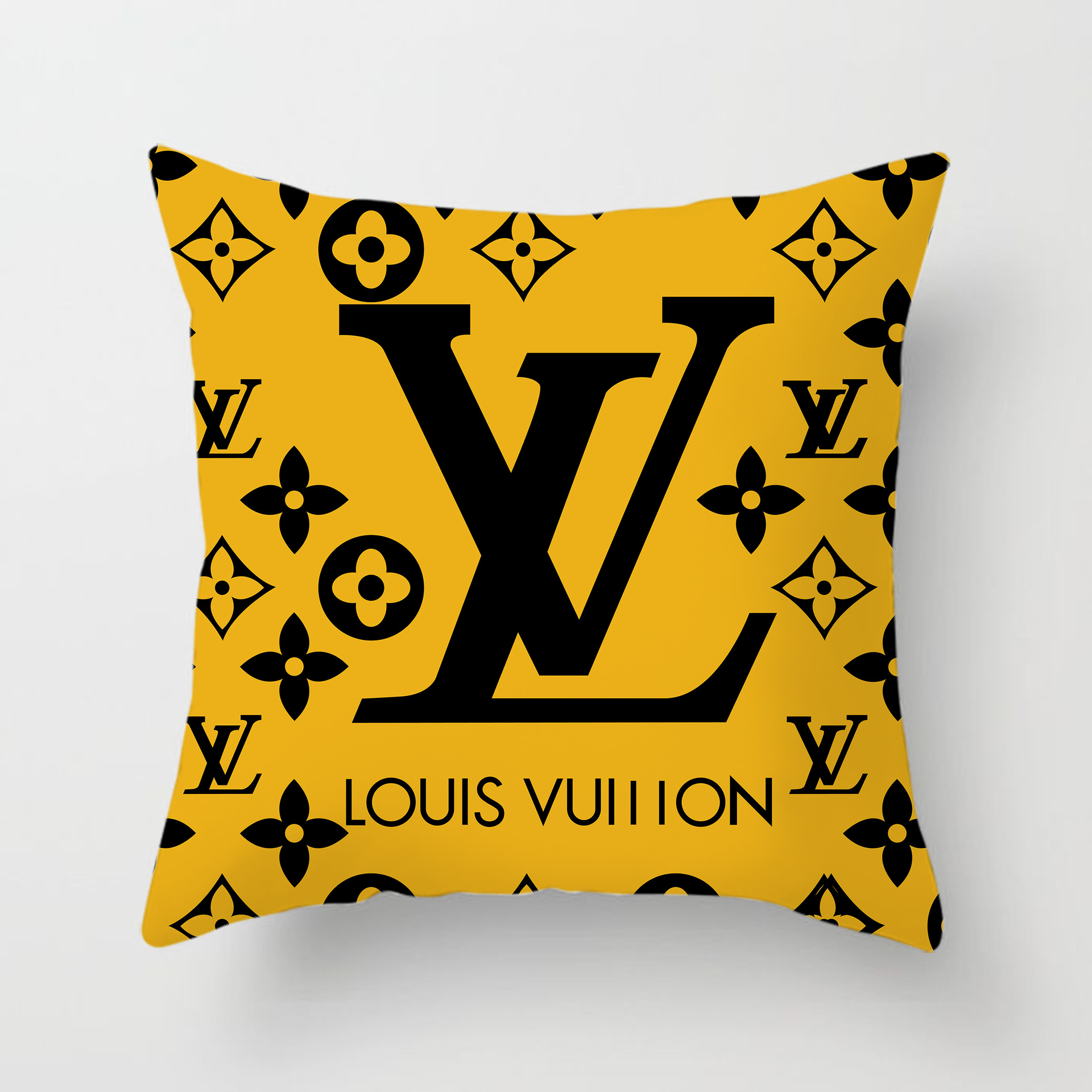 Cross-border AliExpress logo de marca europea y americana logo estilo de lujo ligero estilo cuadrado moda sala de estar sofá funda de almohada de felpa corta