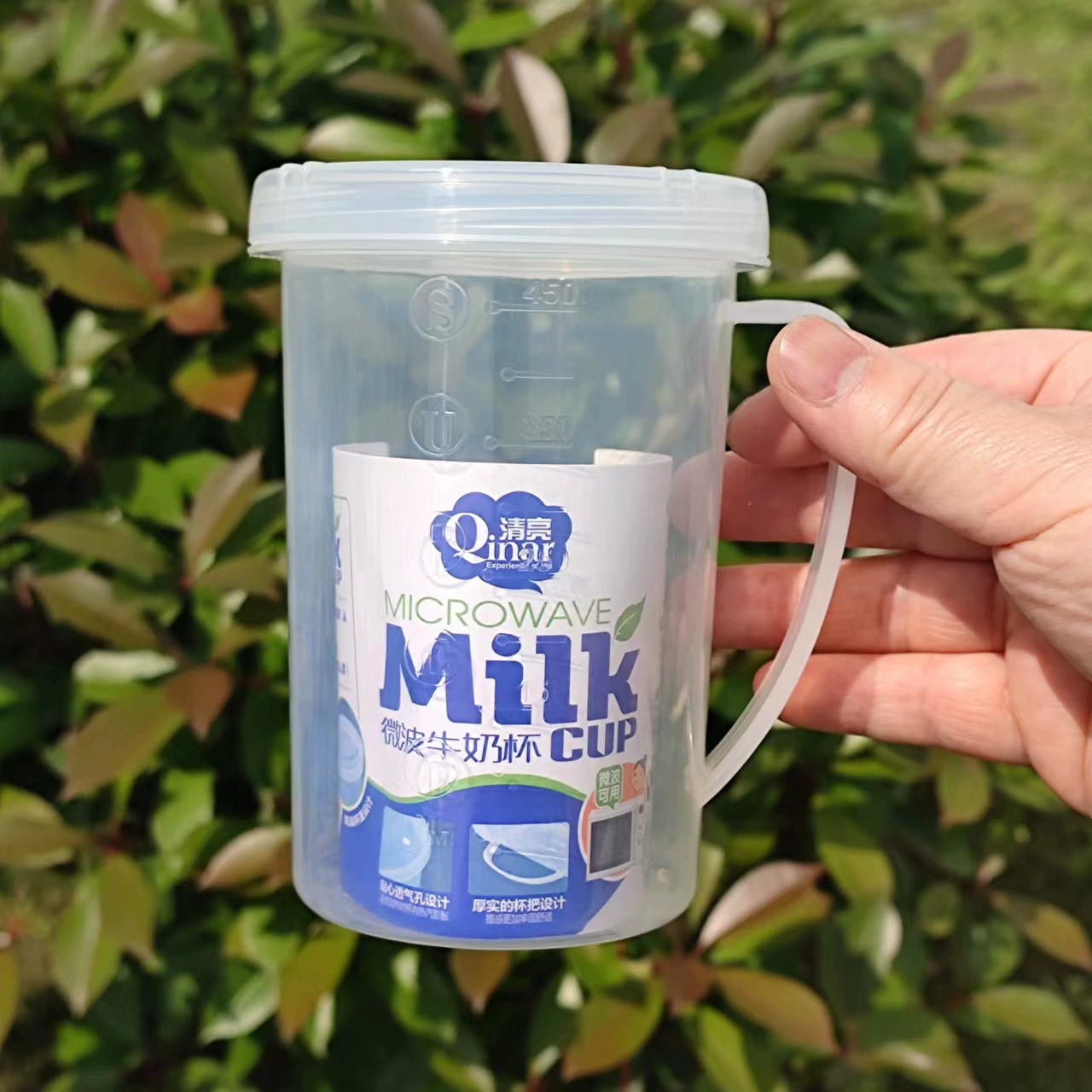 500 мл пластиковый стакан для молока полупрозрачный с шкалой с крышкой Чашка для молока может быть микроволновой печью с ручкой