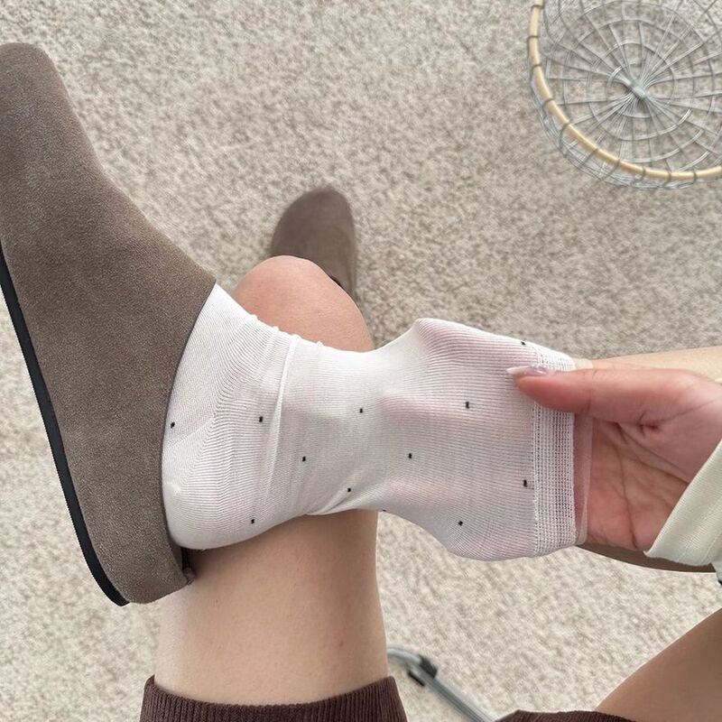 Miu Style Ballet Style Wave Dot Lace Piled Socks Girls Mid-tube Socks Ins Korean Style Spring and Summer Mid-tube Socks