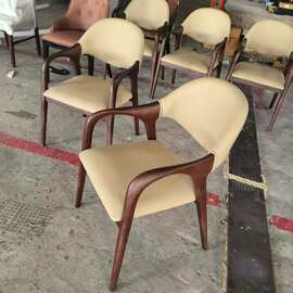 轻奢全实木椅子书桌用靠背坐垫椅子酒店接待椅新款北欧餐椅组合