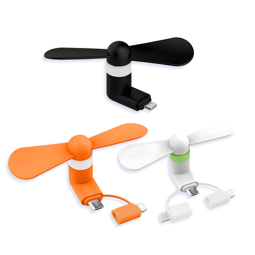 Mobile phone fan three-in-one mini portable mobile phone fan suitable for Apple Android Type-C mobile phone fan