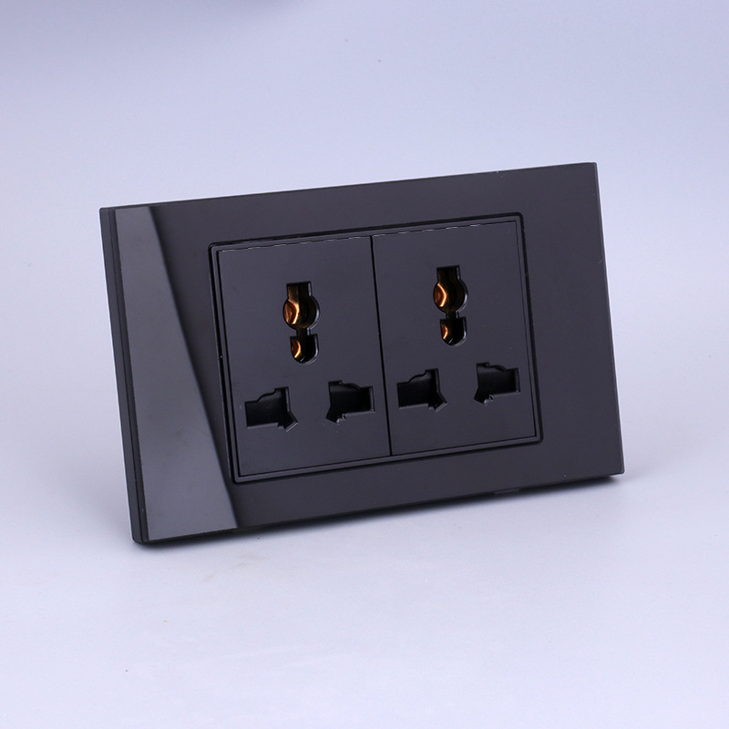 Estándar británico estándar americano multifuncional de seis agujeros de acero inoxidable cepillado champán oro y plata rectangular socket panel fábrica al por mayor