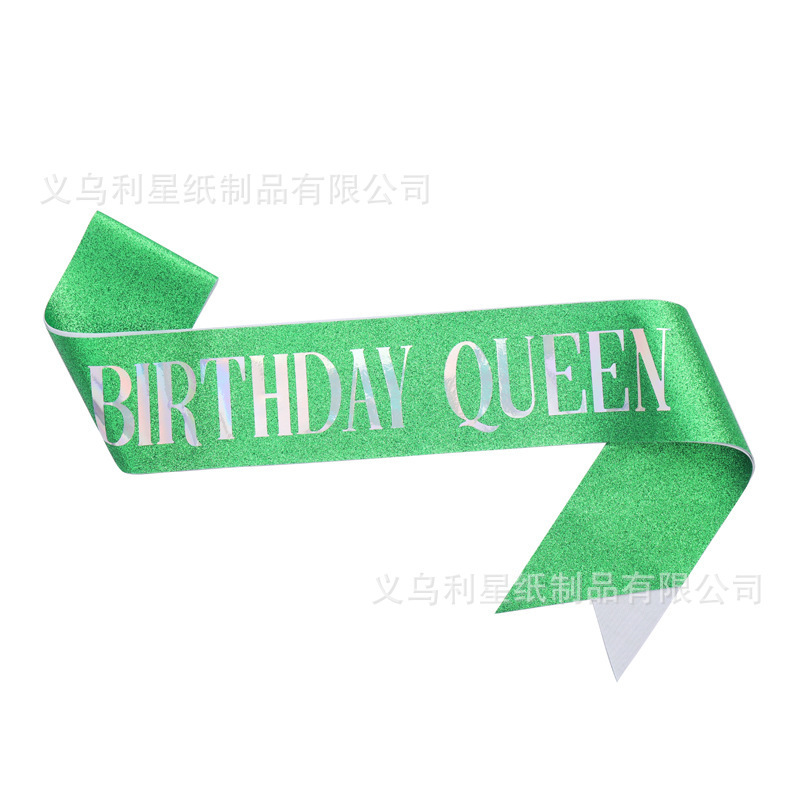 グリッターリボン ホットスタンピング BIRTHDAY GIRL QUEEN ショルダーストラップ 女の子の誕生日パーティー ショルダーストラップ エチケットストラップ|undefined
