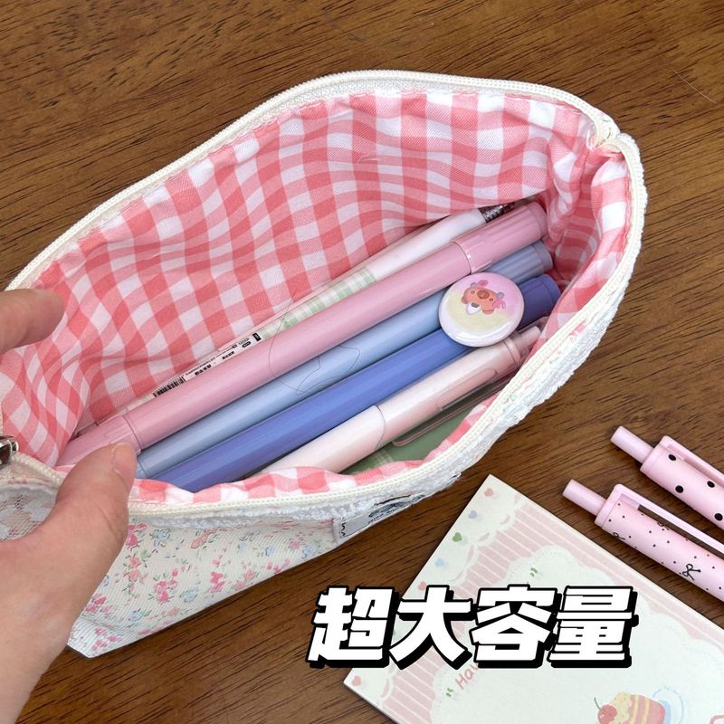 新しいレースピンク花柄レディースキャンバス鉛筆バッグ牧歌的なスタイルシンプルで多用途なコイン小さな財布メーカー卸売|undefined
