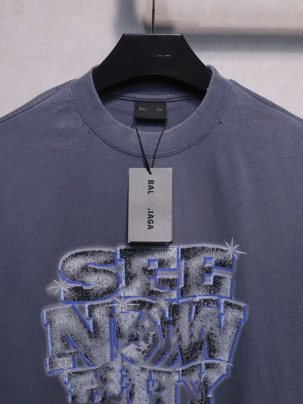 B's Paris 正規版 25SS 新作 アンチカーダイヤモンド レタープリント ダメージ加工 半袖Tシャツ 男女兼用|undefined