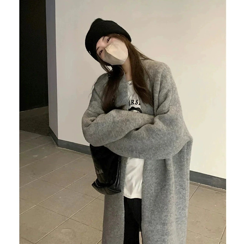 Молочный чай, цветной длинный свитер, кардиган, демисезонный пуховик, куртка, средней длины