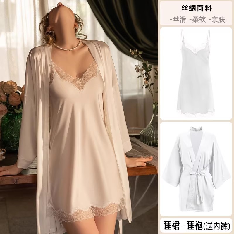 Pure White: Includes suspender skirt + robe [silk style with padding]