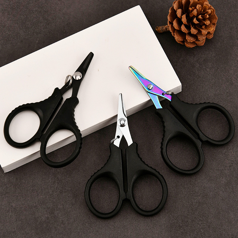 Stainless steel titanium plated fishing line scissors Luya fishing scissors wholesale PE line nylon carbon line titanium plated color fishing scissors