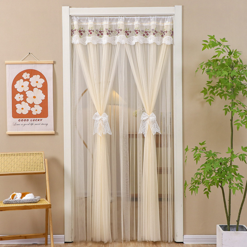 New Mosquito and Fly Repellent Curtains for Home Use, No-Drill Magic Double-Layer Lace Partition Curtains for Bedroom