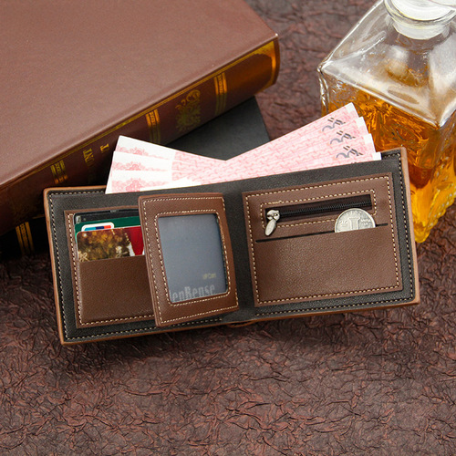 MenBense New Gold-Leaf Printed Men's Wallet Short-Hinged Sandpaper Multi-Card Slot Large Capacity Men's Money Clip