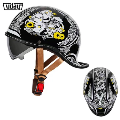 Motosiklet kaskı (dəbilqə), Electric Motorcycle Motorcycle Men and - bright-black-ghost-totem-m-head-circumference-52-54cm-transparent-black-tea-lenses