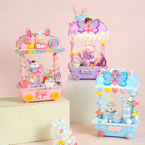 Colorful candy cart DIY handmade material package Ice cream shop supermarket children's play house boys and girls toys