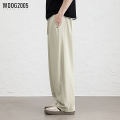 WOOG2005は腰を緩めて足を曲げます。男性2025春夏の新型弾力はカジュアルなストレートパンツになります。