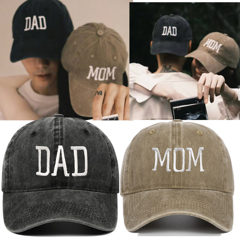 Amazon Hot Sale Washed Cotton DAD MOM Embroidered Baseball Cap Vintage Sports Casual Cap Trendy Sun Hat