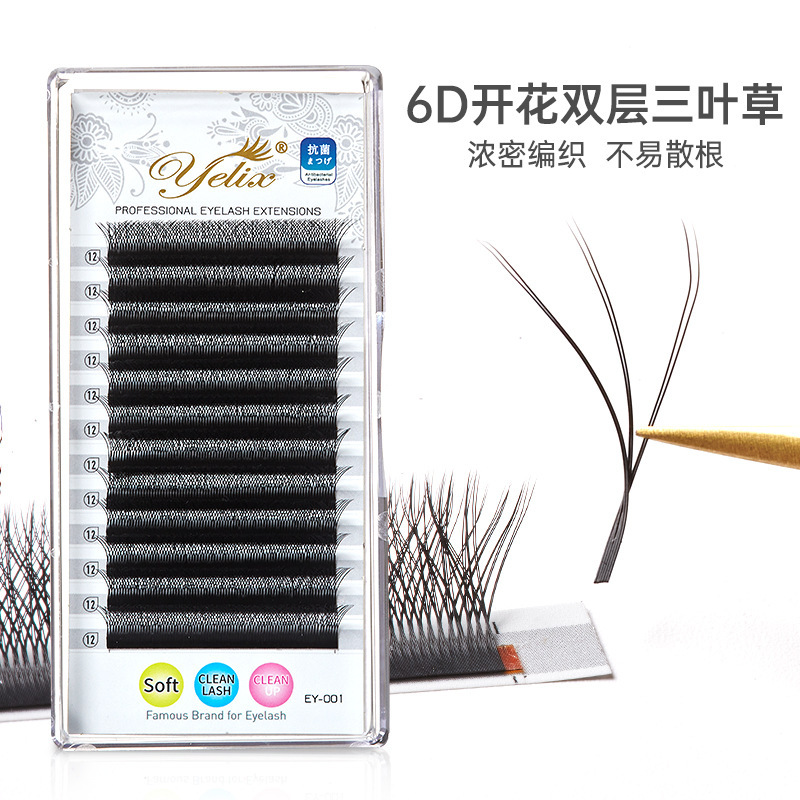 Fábrica 3D flores injerto pestañas no dispersas raíces densamente trenzadas europeas y estadounidenses falsas pestañas naturales ultra suaves pestañas de trébol