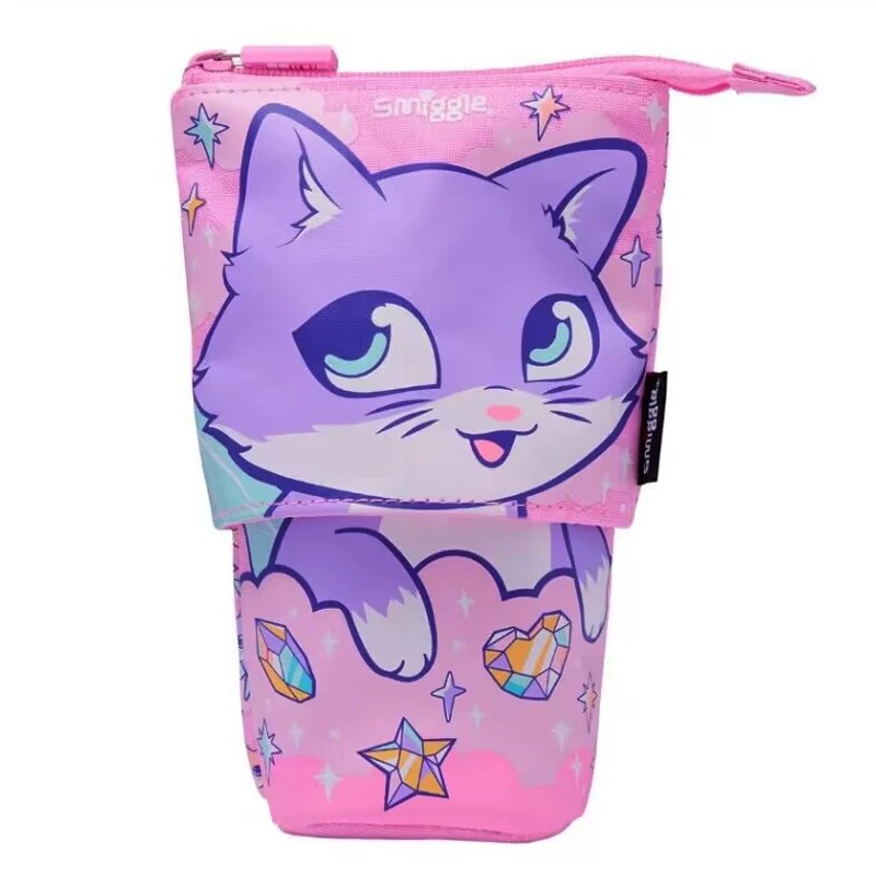 Mochila escolar australiana sonrisa para estudiantes de primaria, mochila ultraligera, rosa púrpura, gato, libro medio