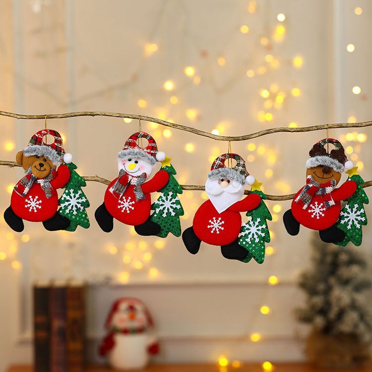 Decoraciones de Navidad anciano muñeco de nieve ciervo regalos de Navidad pequeño colgante muñeca de peluche colgante de árbol de Navidad suministros