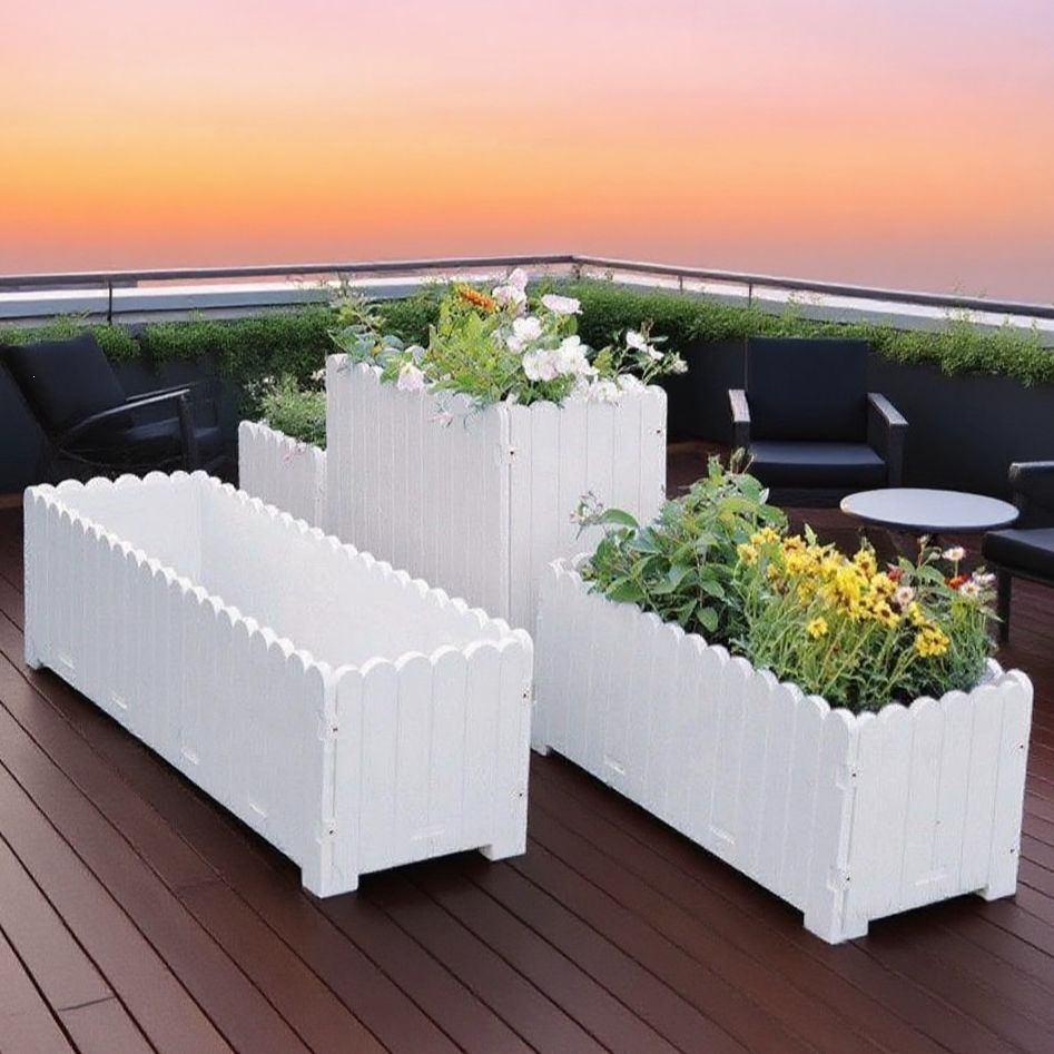 PVC flower box, outdoor flower planter, long rectangular flower pot, long strip-shaped outdoor flower planter, rectangular long strip flower box