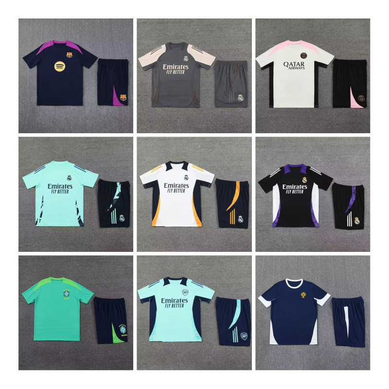 Wholesale Real Madrid Barcelona Paris Liverpool Arsenal Chelsea Portugal Short-Sleeved Football Training Suit