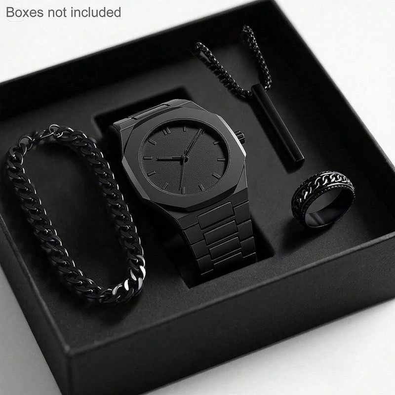 2025 Autumn New Men's Watch Light Luxury Niche High-End Simple Fashion Quartz Wristwatch Black Large Dial