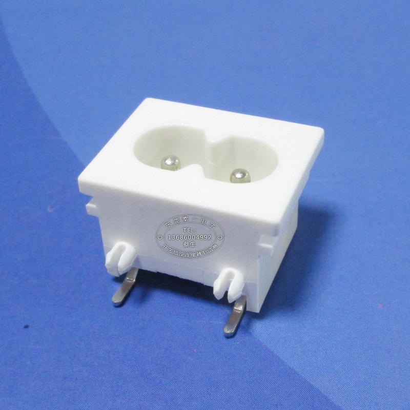 美容电器两芯充电接口23*18白色尼龙料实心铜8字尾AC输入插座LH-8
