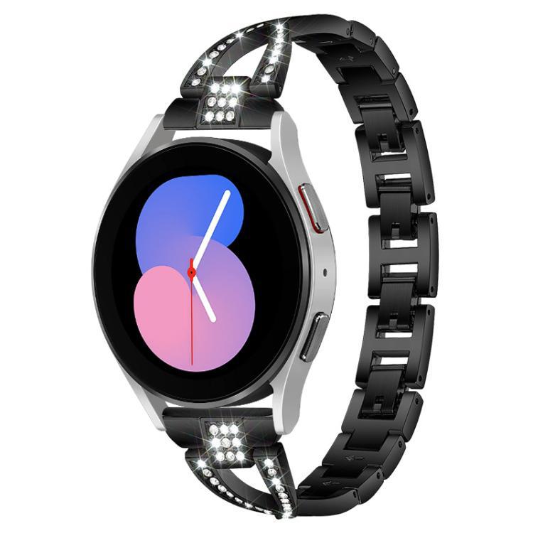 Para el Samsung Galaxy Watch8 / 8 Clásico una sola fila de correa de metal de acero inoxidable con diamantes