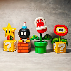 マリオシリーズビルディングブロック装飾品子供の組み立ておもちゃスーパーマリオフィギュア炎花爆弾スターギフト