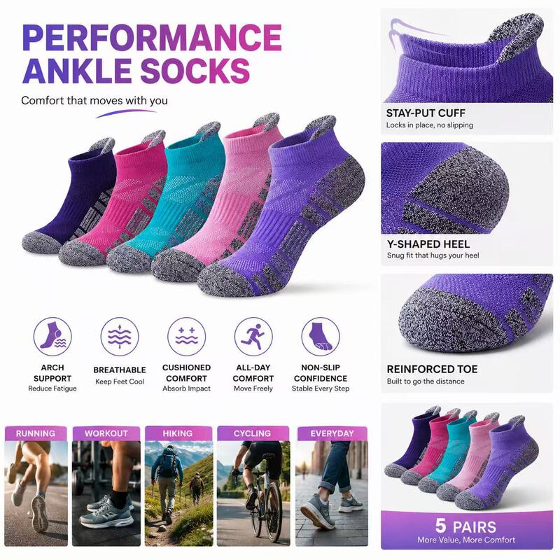 Socks Cross-Border Amazon Temu Shein Tiktok Foreign Trade Towel Bottom Shock-Absorbing Sports Socks Shopee Independent Site