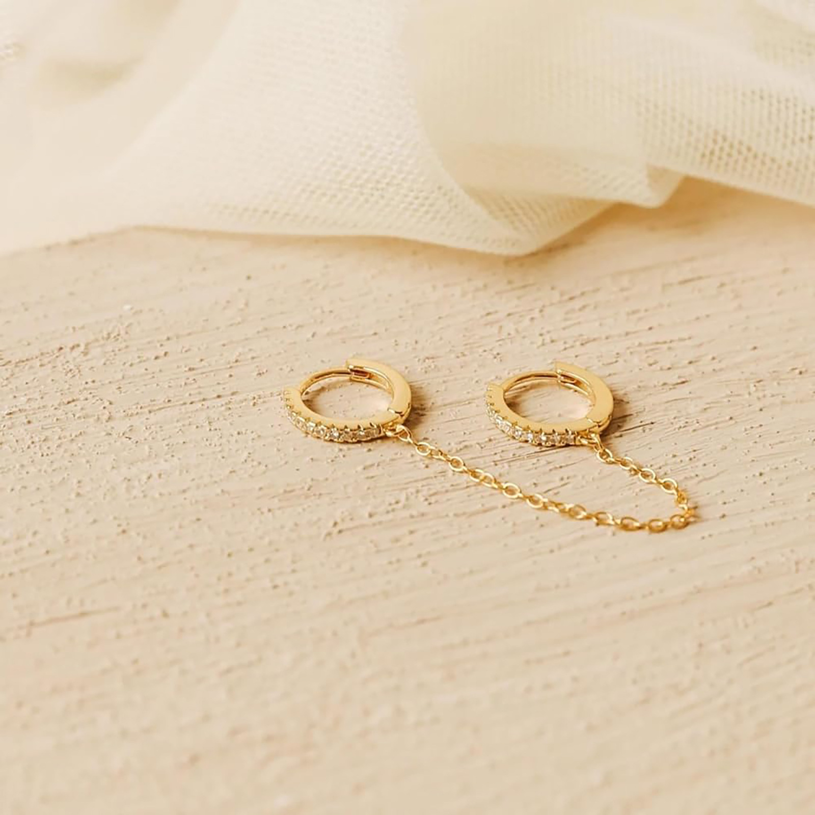 Personalised Tassel Chain Drop Earrings With Zircon Double Hoop_voghion.com