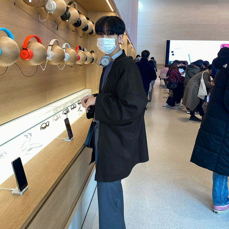 Мужской осенний кардиган MYQ, Свободное пальто с длинными рукавами, Модный корейский мужской повседневный плащ, куртка ханьфу