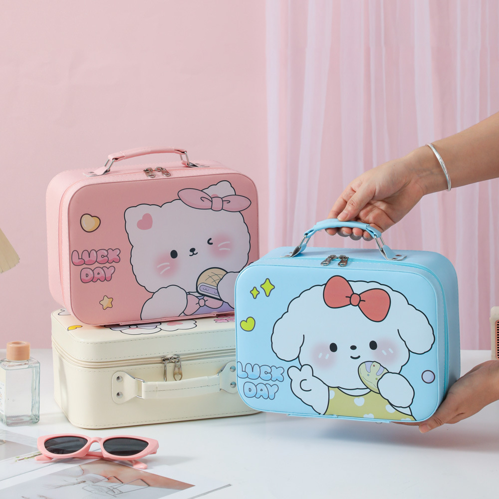 Nueva caja de maquillaje de dibujos animados de alto valor, bolsa de maquillaje portátil de viaje, bolsa de maquillaje portátil de regalo, bolsa de almacenamiento de regalo encantadora