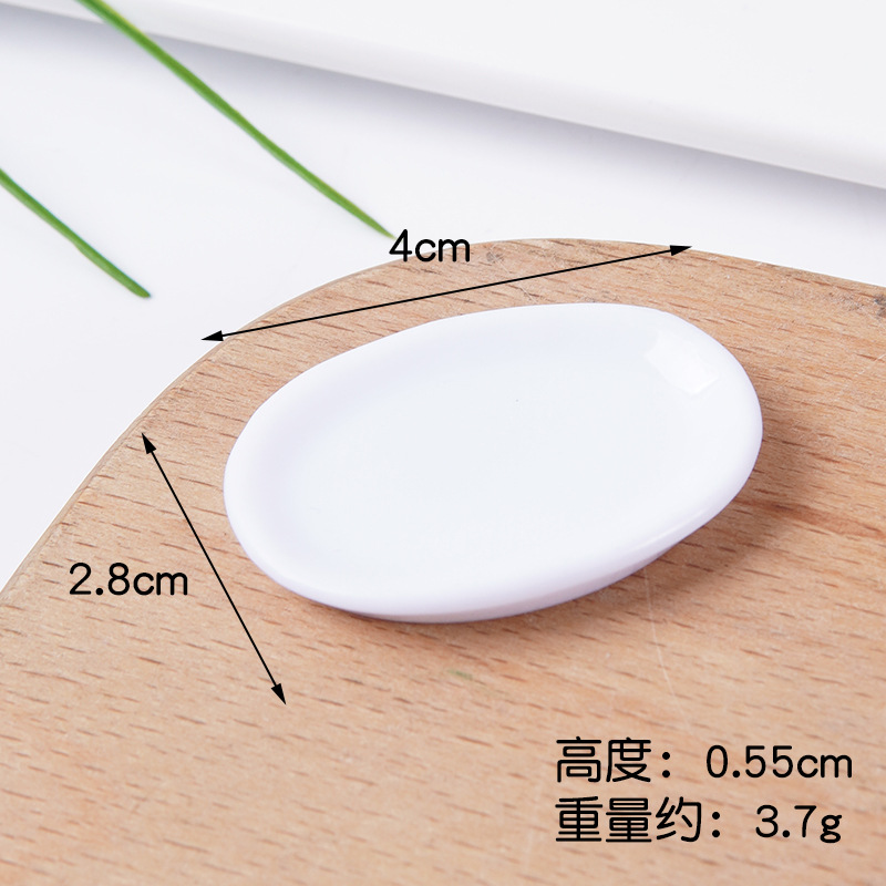 Plato pequeño de plástico blanco simulado para comida, mini plato de comida rápida, plato para bricolaje, juguete de comida, contenedor para pegamento en crema, accesorios.