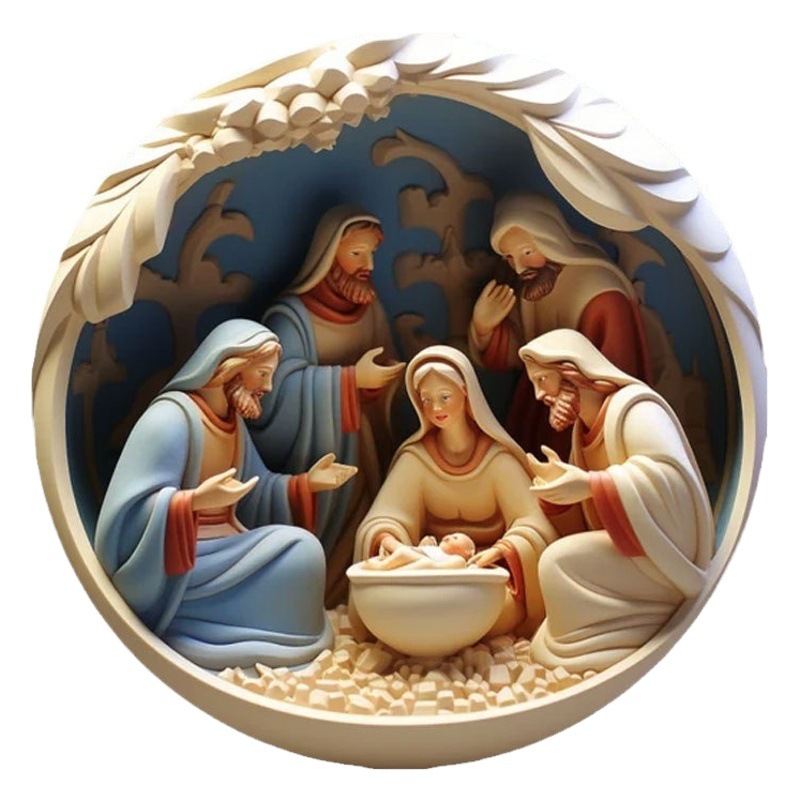 Estación independiente transfronteriza Nativity Christmas Ornament efecto acrílico 3D colgante de Navidad