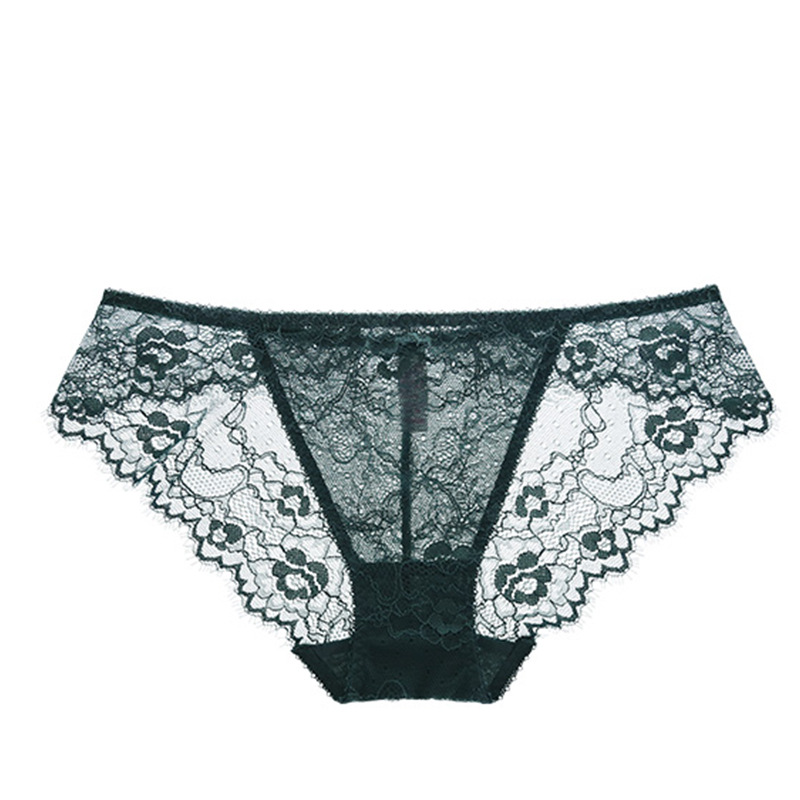Ropa interior de mujer de comercio exterior sexy encaje transparente tentación calzoncillos transfronterizos de cintura baja ultrafina con cadera pantalones huecos