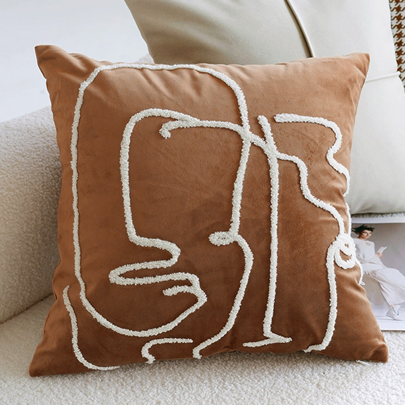 ↤↤↤Brown embroidered face 45x45cm↦↦↦