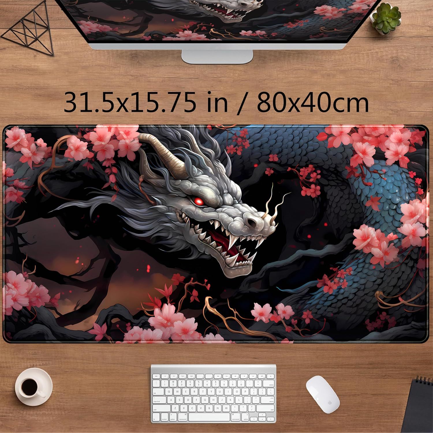 Explosión transfronteriza japonesa dragón negro antideslizante antisucio juego de oficina bloqueo de borde almohadilla de ratón Europa y América IP Amazon caliente