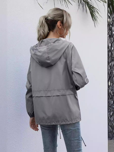 Amazon Women's Zip Hoodie Lightweight Outdoor Hiking Waterproof Jacket Jacket Sports Casual Versatile