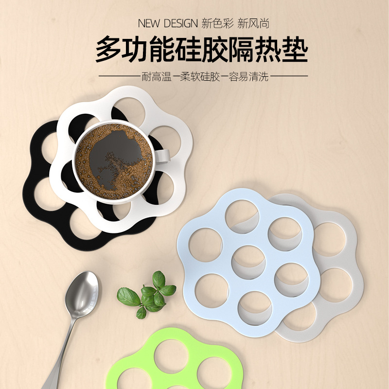Creative and cute silicone coaster Home anti-scalding insulation pad…