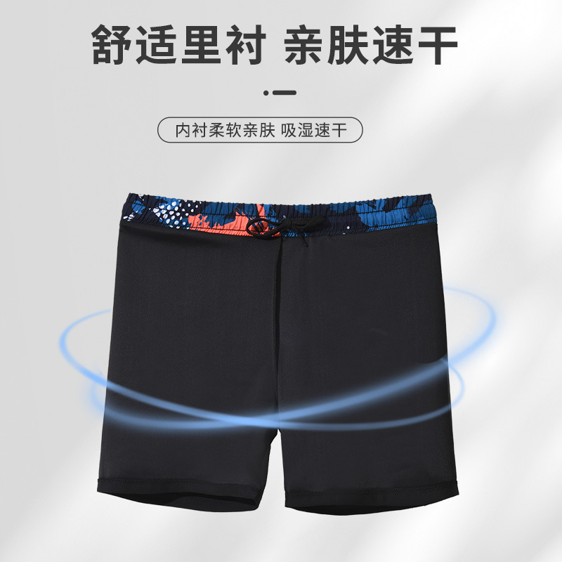 Los hombres de natación troncos anti-vergüenza estilo de doble capa de secado rápido más tamaño boxeador traje de baño caliente primavera profesional conjunto completo de equipos