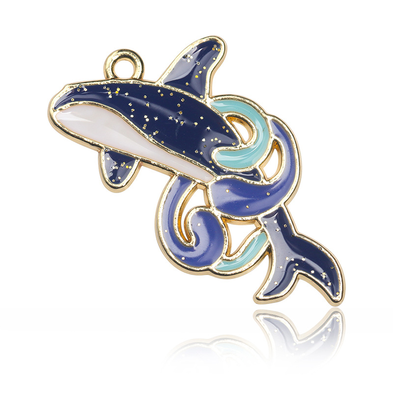 블루 돌고래 오일 드롭 펜던트 35*23mm2.8g 1개