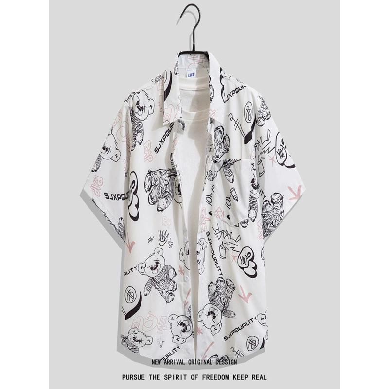 Рубашка Summer oversize хип‑хоп короткий рукав, унисекс, свободный крой (размеры до 4XL)