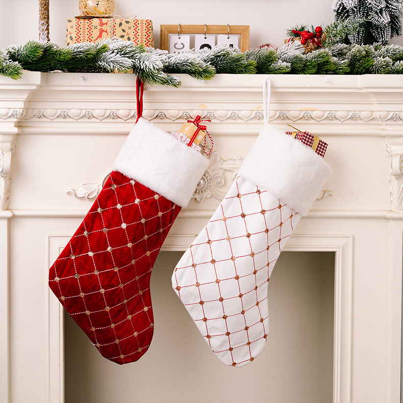 Christmas Decoration High-end Christmas Stocking Red Christmas Stocking Gift Bag Tree Hanging Gift Socks_voghion.com