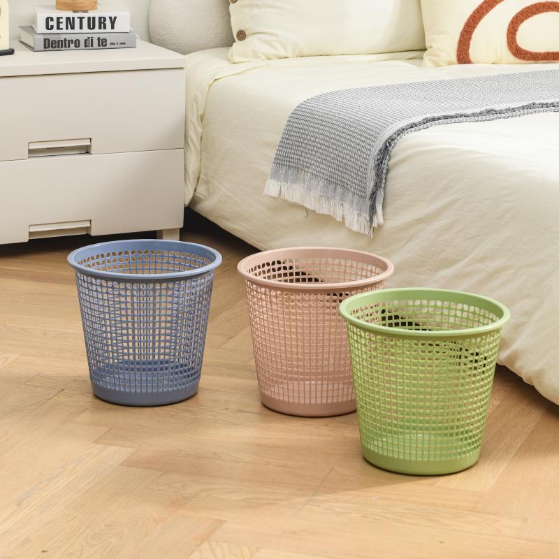 Trash Can with Hollow Design for Home Storage, Plastic Household Waste Bin for Bathroom, Toilet, Wastepaper Basket, Kitchen Lidless Paper Basket Trash Can with Hollow Design for Home Storage, Plastic Household Waste Bin for Bathroom, Toilet, Wastepaper Basket, Kitchen Lidless Paper Basket