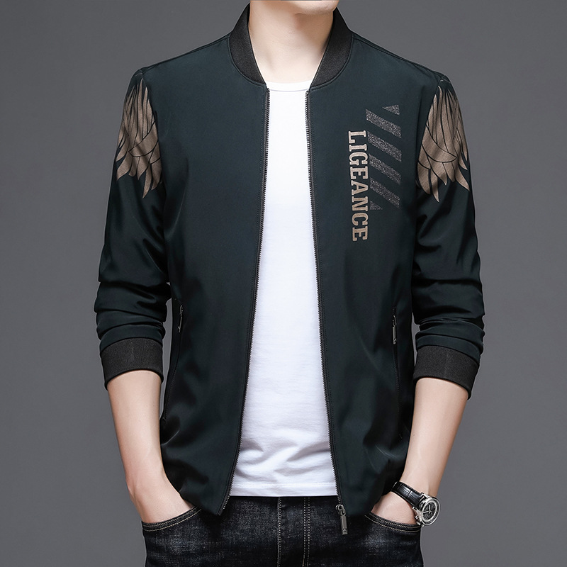 2021 spring and autumn man leisure time Thin section zipper Jacket Korean Edition mlb coat printing Stand collar Middle-aged and young jacket