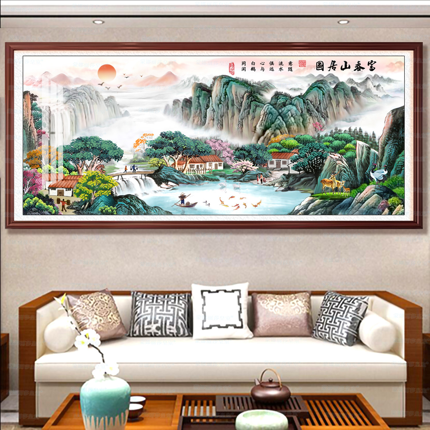 Mona Lisa Royal Cross Stitch Fuchun Mountain House Picture versión mejorada gran pintura china paisaje hecho a mano punto de cruz